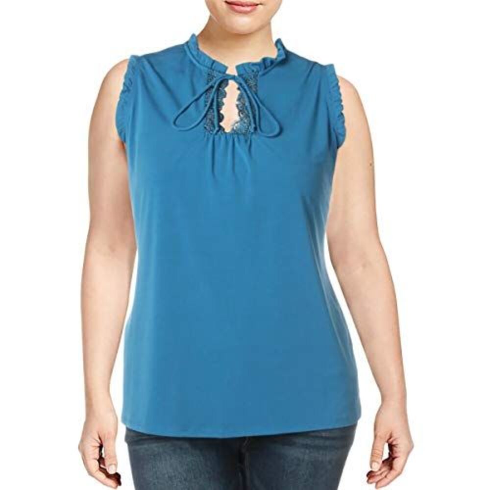 NY Collection Solid Ruffled Blouse - Picture 2 of 3